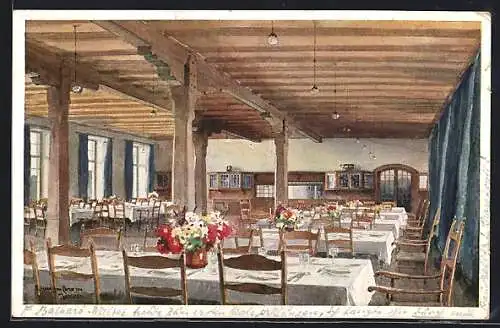 Künstler-AK Elmau, Schloss Elmau, Speise-Saal