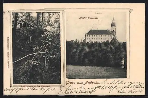 AK Andechs, Kloster und Schützenstand im Kienthal