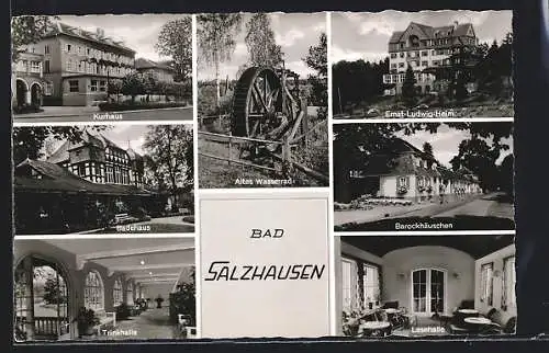 AK Bad Salzhausen, Kurhaus, Ernst-Ludwig-Heim, Badehaus
