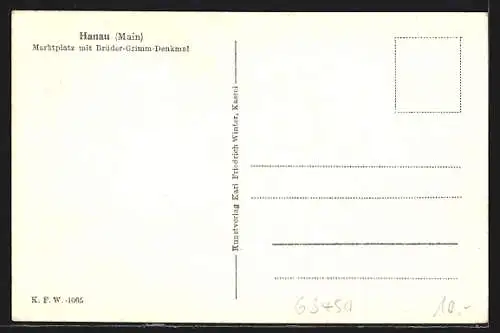 AK Hanau /Main, Marktplatz mit Brüder-Grimm-Denkmal