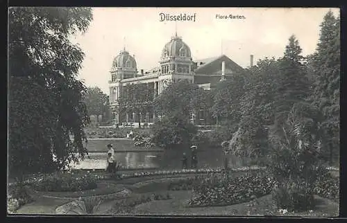 AK Düsseldorf, Partie im Flora-Garten
