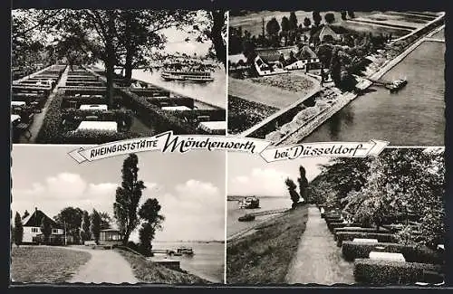 AK Düsseldorf, Rheingaststätte Mönchenwerth, Gartenpartien