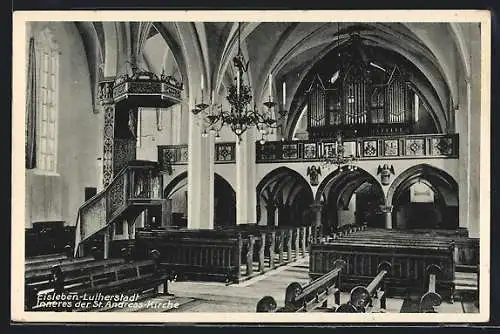 AK Eisleben-Lutherstadt, Inneres der St.Andreas-Kirche mit Orgel