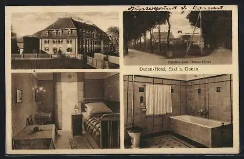 AK Saal a. Donau, Donau-Hotel mit Zufahrt, Zimmer, Bad