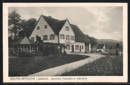 AK Fridingen, Gasthaus Heiland-Bergsteig, Garten-Pavillon, Kapellchen