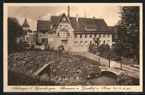 AK Aldingen / Spaichingen, Brauerei u. Gasthof zur Rose