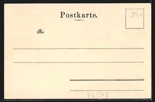 Lithographie Spaichingen, Gasthof zum Rössle, Peter u. Paul-Kirche, Teilansicht