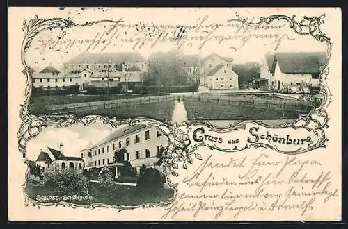 AK Schönburg / Rottal, Schloss, Ortspanorama aus der Vogelschau