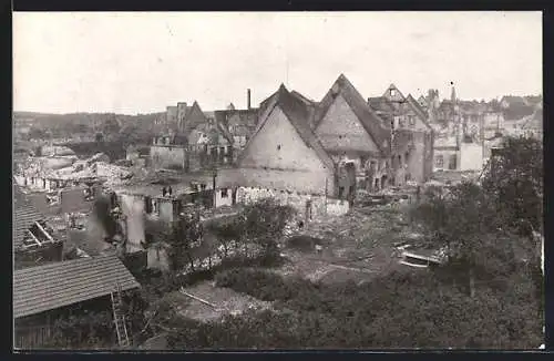 AK Donaueschingen, vom Grossfeuer am 5.8.1908 zerstörte Häuser