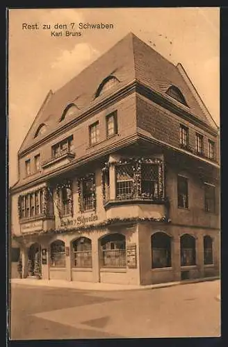 AK Crefeld, Restaurant zu den 7 Schwaben v. Karl Bruns