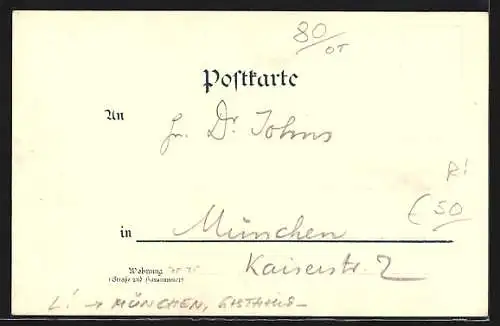 Lithographie München-Sendling, Gasthaus Sendlinger Weinbauer, Strassenbahn