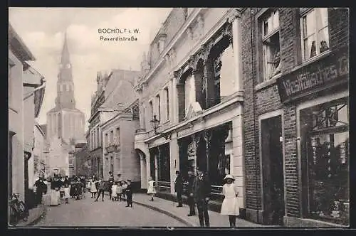 AK Bocholt i. W., Ravardistrasse mit Kirche