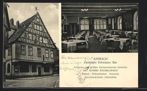 AK Ansbach / Mfr., Gasthof Schwarzer Bär von R. Knobelspiess