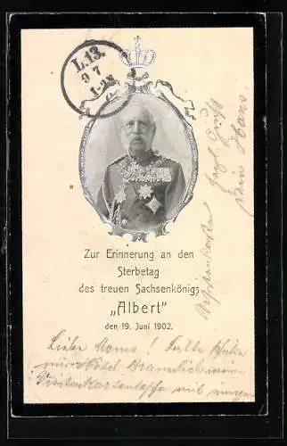 AK König Albert von Sachsen, gestorben am 19.6.1902