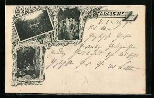 Vorläufer-AK Sundwig, 1893, Felsenmeer, Teufelsmauer, Capelle, Zwerg