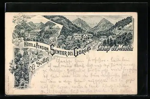 Lithographie Champ du Moulin, Hotel & Pension Sentier des Gorges