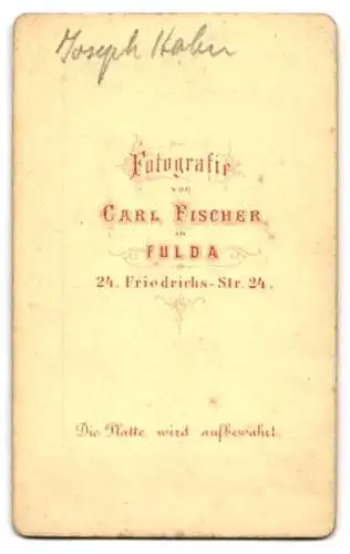 Fotografie Carl Fischer, Fulda, Friedrichsstr. 24, Joseph Hahn im Anzug mit Brille