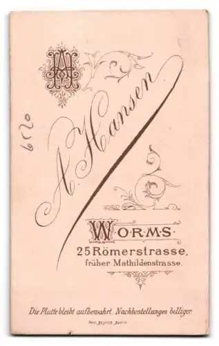 Fotografie A. Hansen, Worms, Römerstrasse 25, Älterer Herr Brille und Backenbart