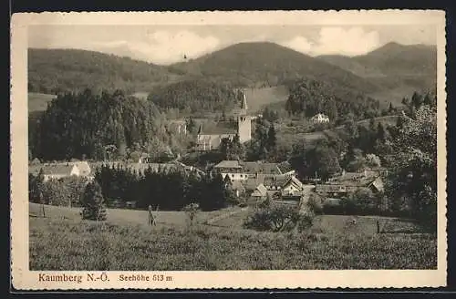 AK Kaumberg, Gesamtansicht mit Bergblick