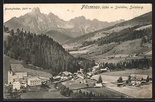 AK Filzmoos /Salzburg, Ortsansicht mit Bischofmütze