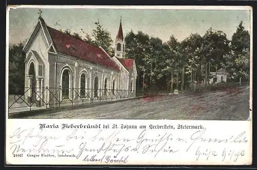 AK Kaibing, Maria Fieberbründl, Kirche mit Bäumen
