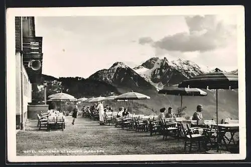 AK St. Johann im Pongau, Hotel Hahnbaum, Terrasse mit Ausblick