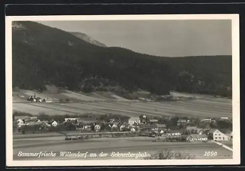 AK Willendorf an der Schneebergbahn, Ortsansicht aus der Vogelschau