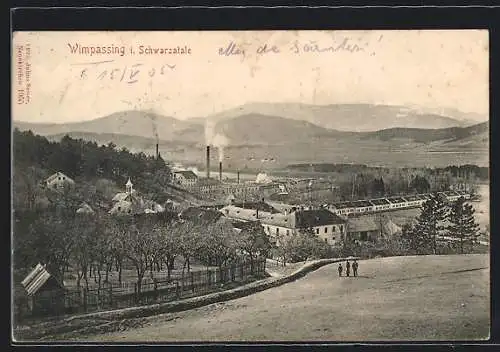AK Wimpassing i. Schwarzatale, Ortsansicht mit Fabrik