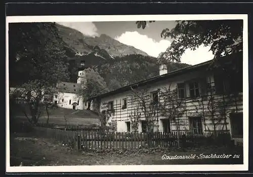 AK Gnadenwald, Gasthaus Speckbacher und Kirche