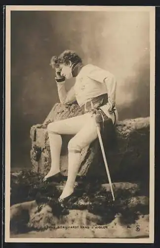 AK Schauspielerin Sarah Bernhardt im Kostüm der Rolle L`Aiglon