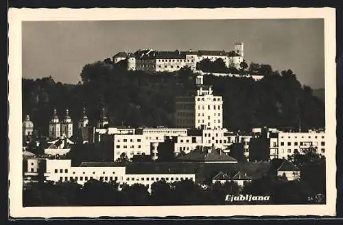AK Ljubljana, Ortsansicht mit Burg