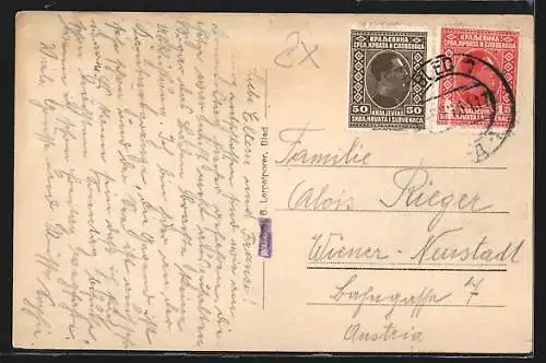 AK Bled, Ansicht mit Bergen