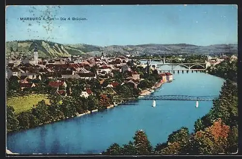 AK Marburg a. Drau, Die 4 Brücken