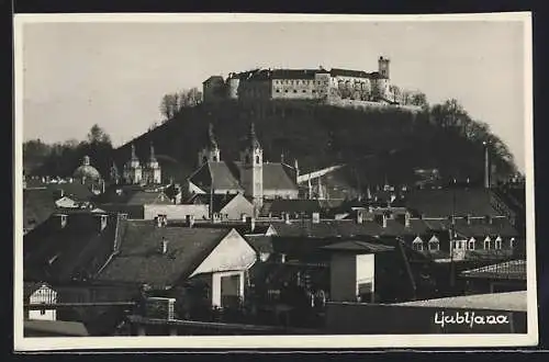 AK Ljubljana, Teilansicht mit Burg