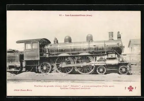 AK Machine du grande vitesse type Atlantic, französische Eisenbahn-Lokomotive