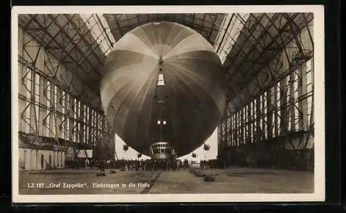 AK Einbringen des LZ 127 Graf Zeppelin in die Halle