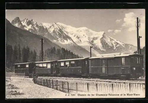 AK Valorcine, Eisenbahn mit Blick auf den Mont Blanc