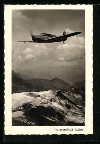 AK Flugzeug Messerschmitt Taifun über dem Gebirge