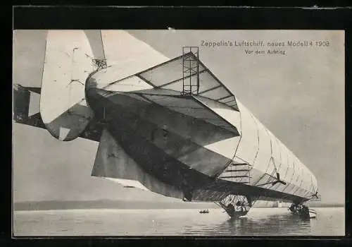 AK Zeppelin`s Luftschiff Modell 4 1908, Vor dem Aufstieg