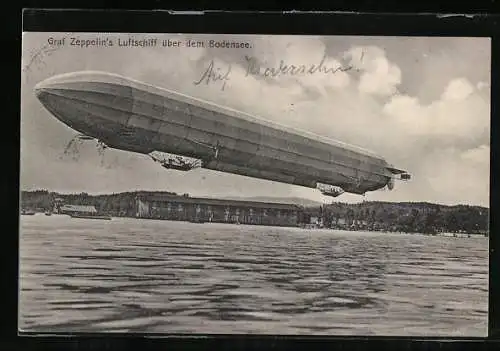 AK Graf Zeppelins Luftschiff über dem Bodensee