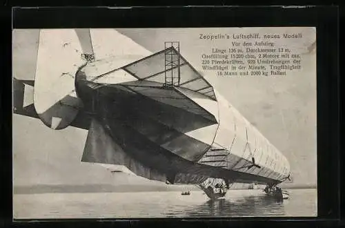 AK Zeppelin`s Luftschiff Modell 4 1908, Vor dem Aufstieg