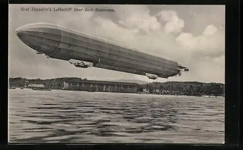 AK Graf Zeppelins Luftschiff über dem Bodensee