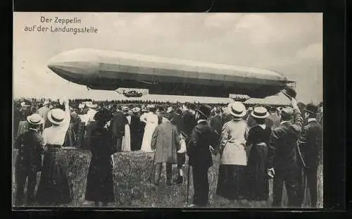 AK Zeppelin auf der Landungsstelle