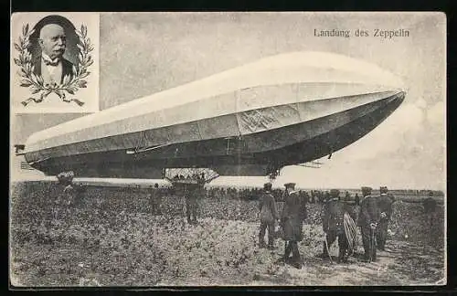 AK Landung des Z III, Zeppelin