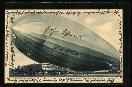AK Friedrichshafen, Luftschiff Graf Zeppelin nach der Landung