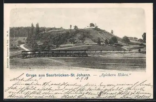 AK Saarbrücken-St. Johann., Blick auf die Spichern Höhen