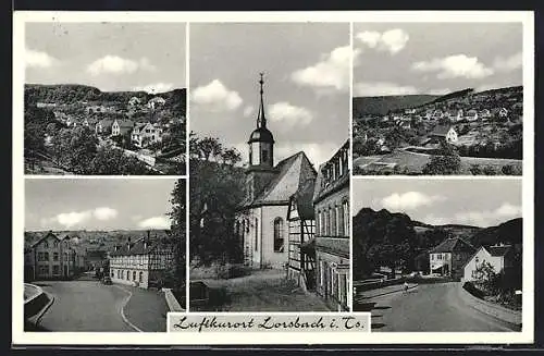 AK Lorsbach i. Ts., Kirche, Strassenpartie, Teilansichten