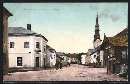 AK Ulrichsberg /Ob. Öst., Platz mit Blick zur Kirche