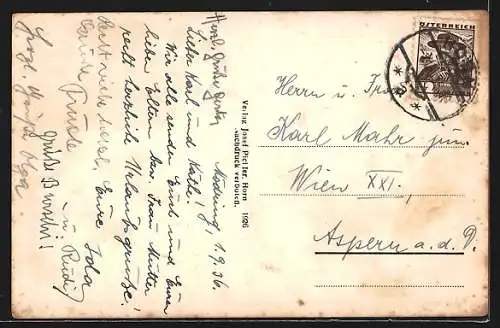 AK Horn /N.-Oe., Mödring, Ortspartie mit Kirche, Strassenpartie