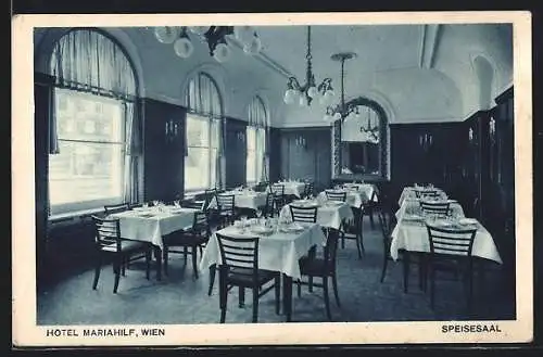 AK Wien VI, Hotel Mariahilf, Speisesaal